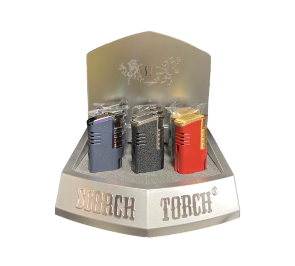 Scorch Torch Lighter with Triple Flame, Cigar Punch, Cigar Poker, Cigar Holder, Gas Window, Luxurious, Refillable Lighters for Smoking, Candles, BBQ, all-in-one 61735